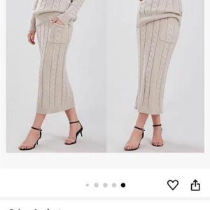 Elegant Cream Cable Knit Skirt